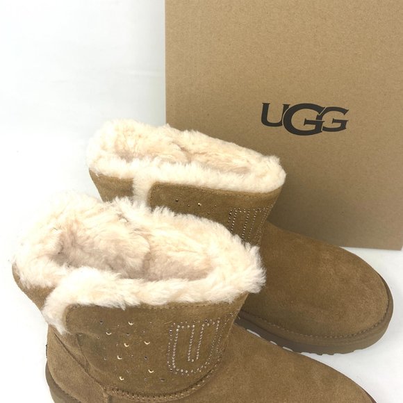 💖MEGA SALE💖UGG  Women  1125911 CHE CLASSIC UGG GEM MINI  Brown Faux Fur Lined - Picture 7 of 9